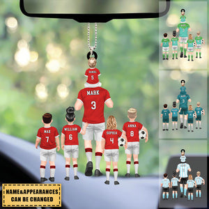 Dad And Kids Together - Soccer Family - Personalized Ornament