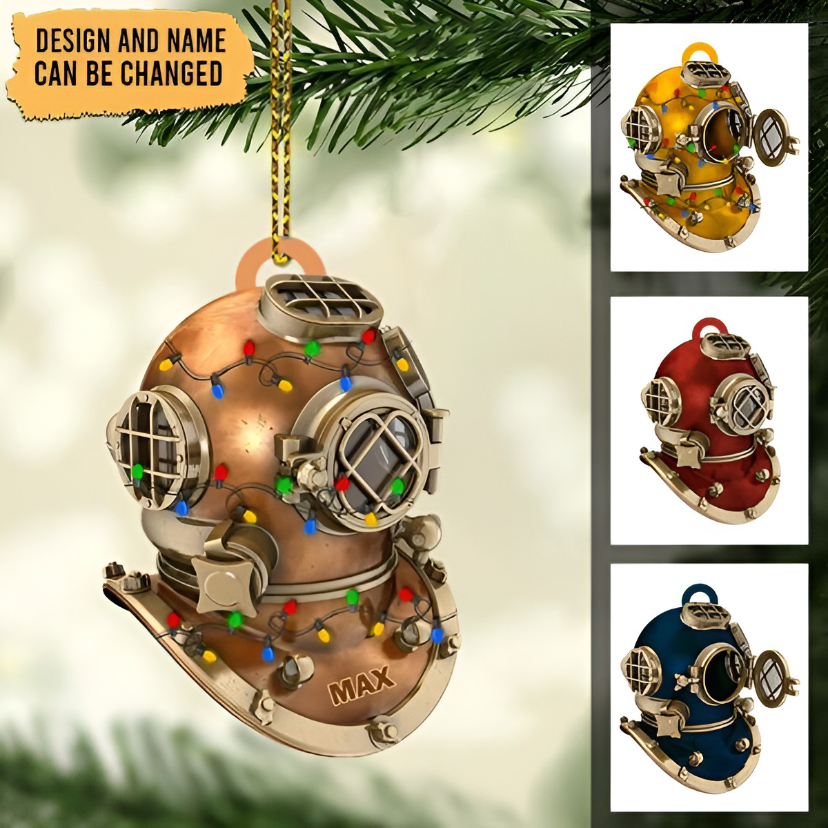 Scuba Diving Helmet Personalized Ornament Christmas Gift For Diving Lover