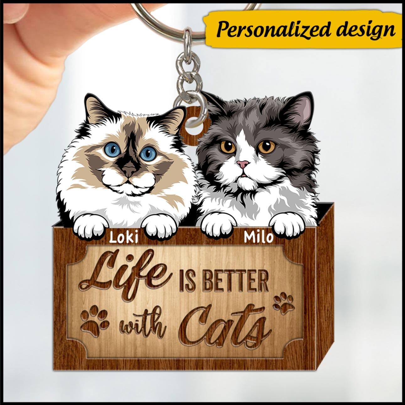 Personalized Life Is Better With Cats Keychain