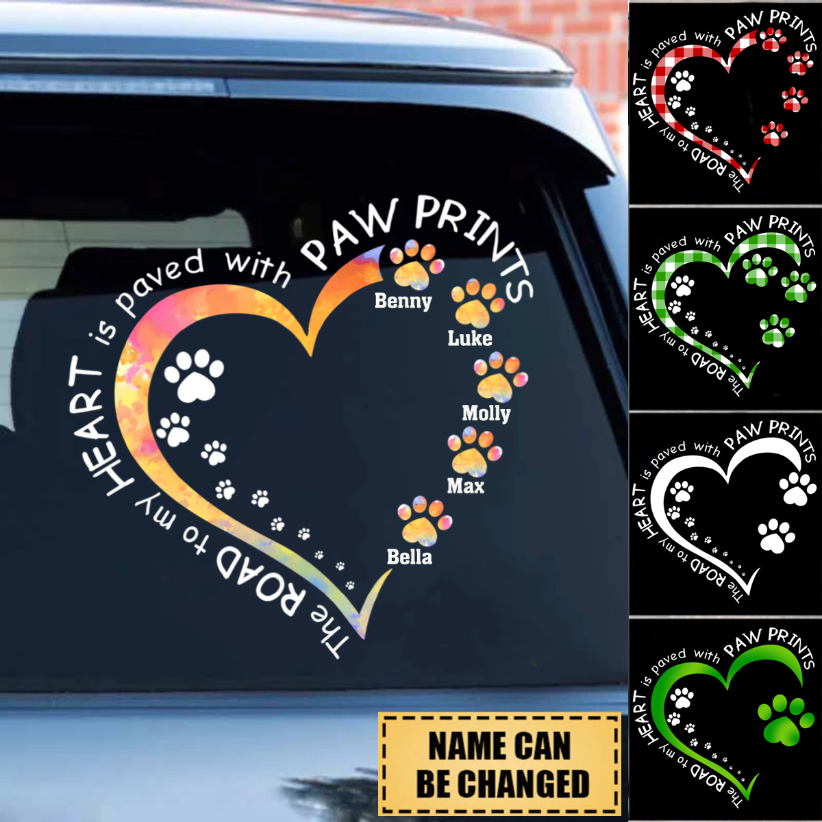 My Heart With Paw Prints - Personalized Custom Decal