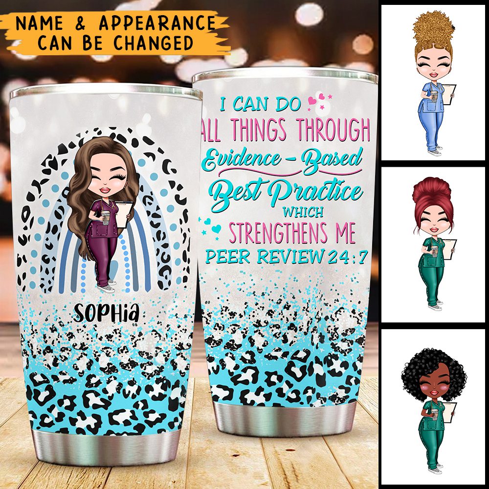 She Believed She Could - Personalized Tumbler Cup - Gift For Doctor & Nurse - Cartoon Nurse