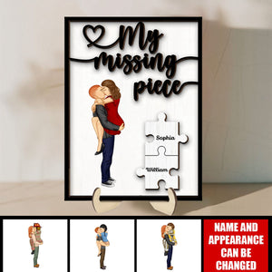 My Missing Piece Gift For Her Gift For Him Personalized 2 Layer Wooden Plaque