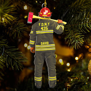 Personalized Firefighter Department Name Shaped Acrylic Christmas Ornament