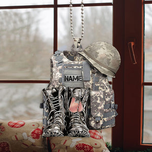 Military Uniform - Boots & Hat - Personalized Flat Acrylic Ornament