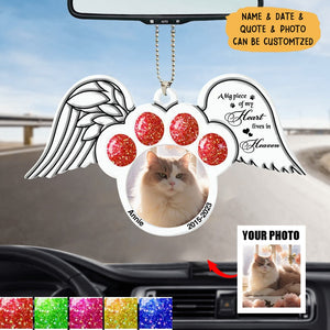 Custom Memorial Dog Cat Wings Photo Aluminum Ornament, Memorial Gift Idea For Pet Lovers