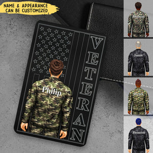 Stars And Stripes Veteran - Personalized Stainless Steel Wallet Card, Army Gift, Veteran Gift