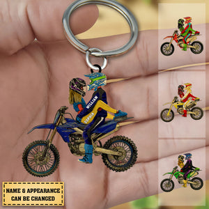 Custom Personalized Vintage Style, Dirt Bike Gifts For Boyfriend, Personalized Gift For Husband With Custom Name, Number, Appearance & Landscape Keychain
