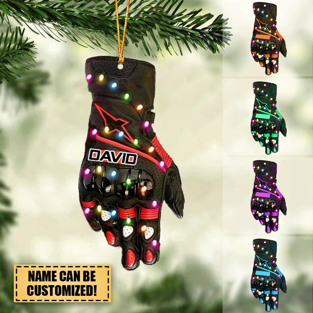 PERSONALIZED DIRT BIKE Gloves Christmas Light Ornament
