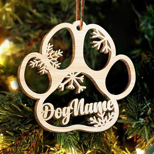 Happy Christmas With Fur Babies - Personalized Paw Ornament (Dog, Cat & Angel Wings) - Customized Decoration Gift