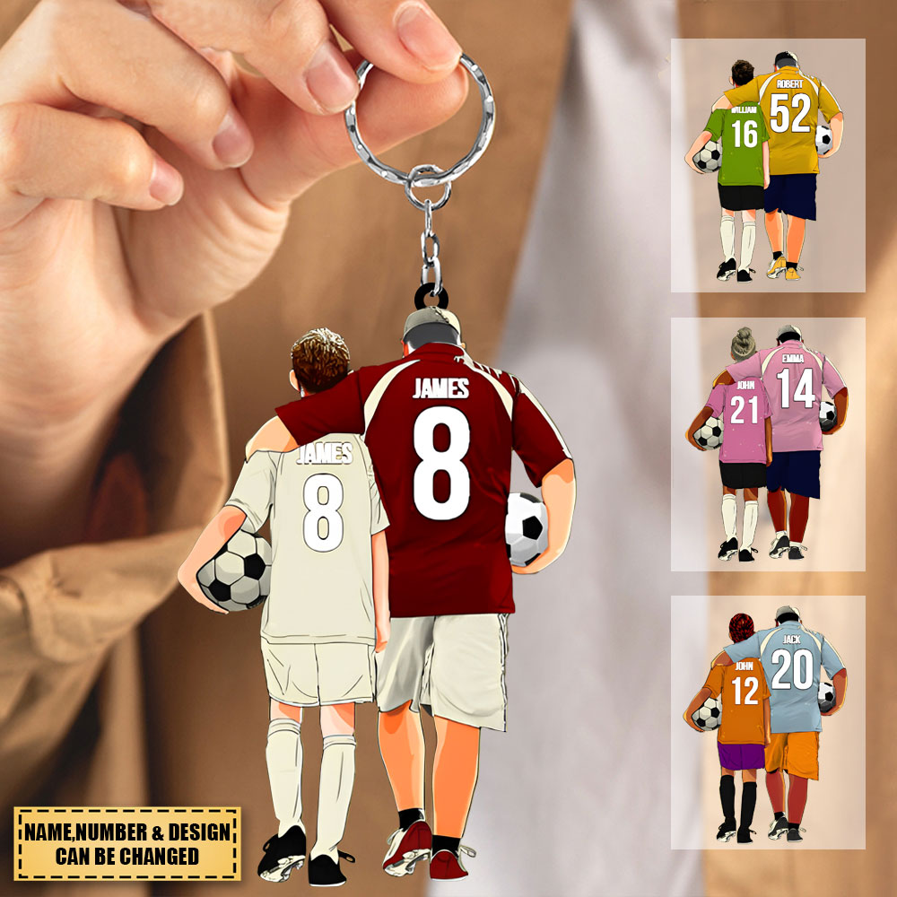 Personalized Soccer Player Gift For Dad, Son Acrylic Keychain - Soccer Lover Gifts