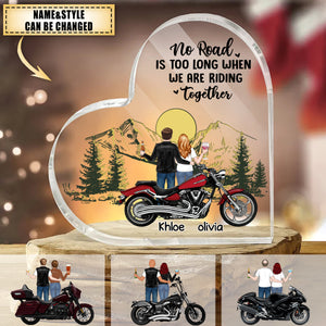 No Road Is Too When We Are Riding Together - Personalized Acrylic Plaque for Biker Couples, Motorcycle Lovers