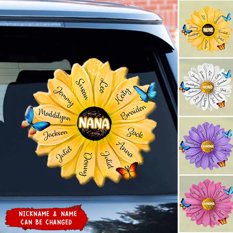 Personalized Grandma/Mom With Kids Name Flower Decal
