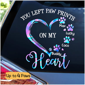 Dog Paw Prints On My Heart Personalized Decal