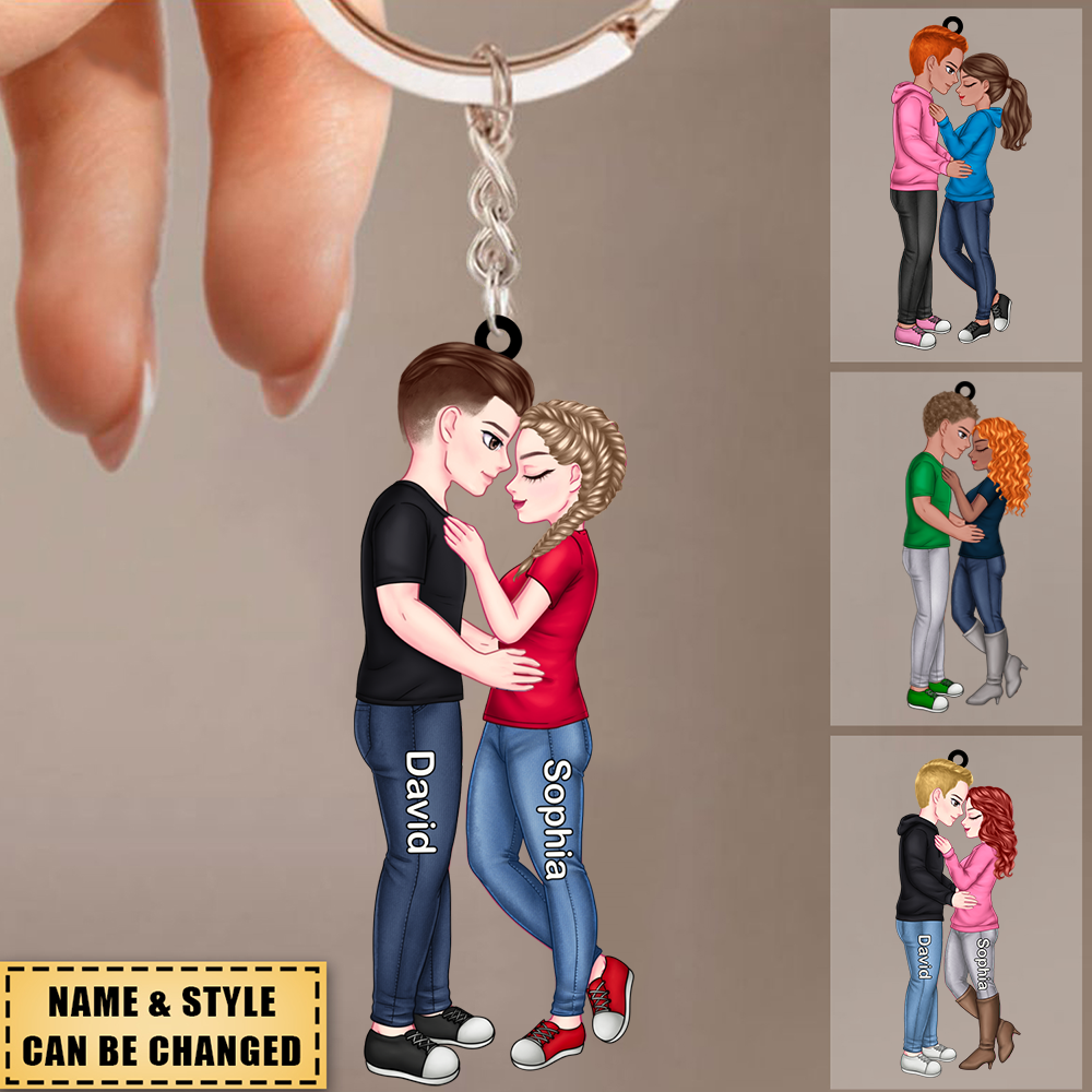 Couple Personalized Custom Keychain - Gift For Husband Wife, Anniversary