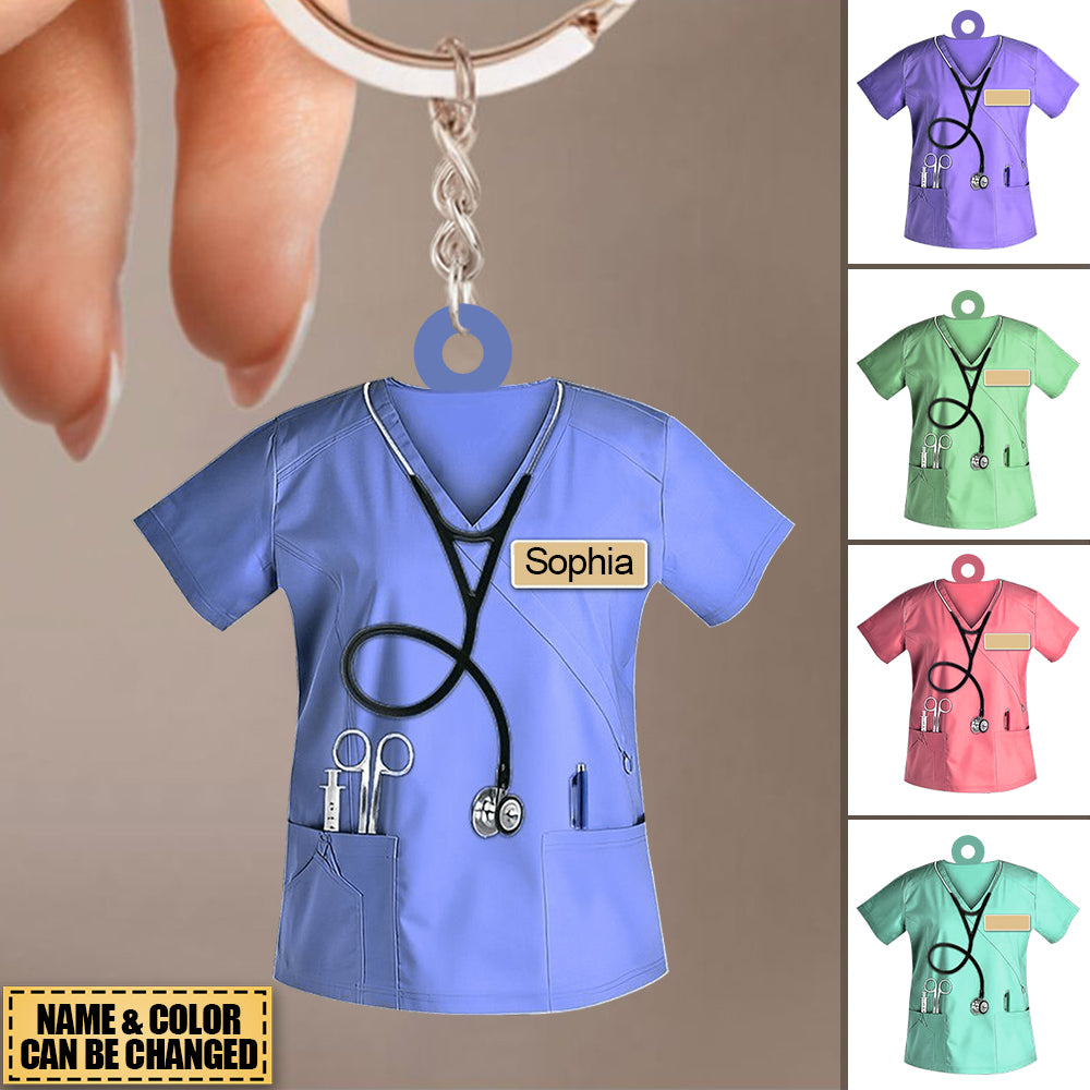 Personalized Name Nurse Scrubs Keychain Perfect Gift For Nurses