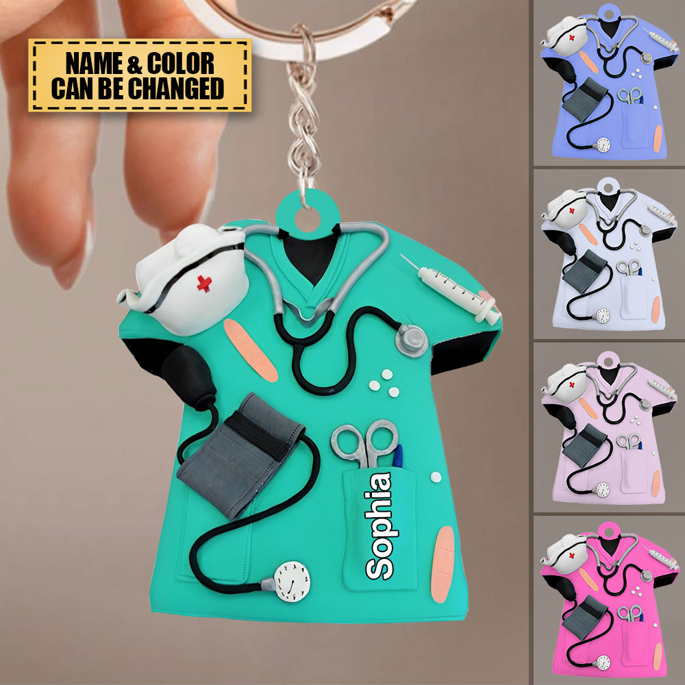 Personalized Nurse Scrubs Keychain - Gift for Nurse
