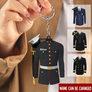 Marine Army Airforce Navy Uniform Personalized Acrylic Keychain
