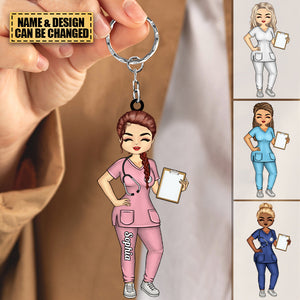 Personalized Cute Doll Nurse Acrylic Keychain