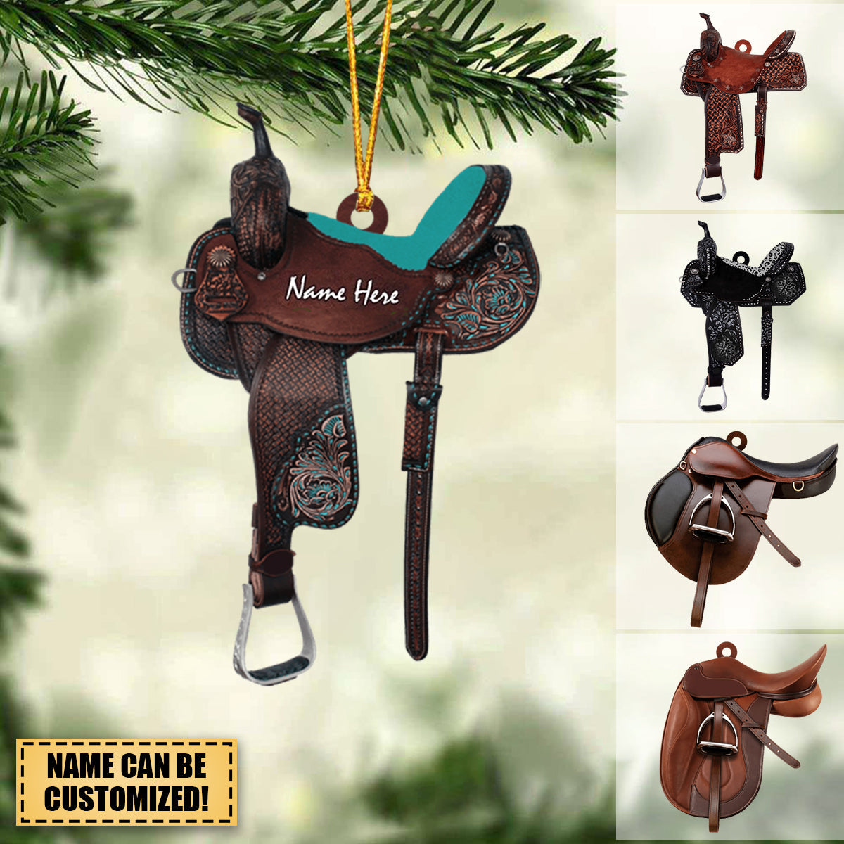 Personalized Horse Saddle For Horse Lovers Christmas Acrylic Ornament