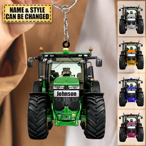 Personalized Tractor Acrylic Keychain