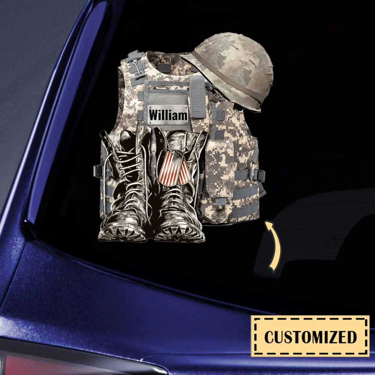 MILITARY UNIFORM - BOOTS & HAT - PERSONALIZED DECAL
