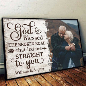 God Led Me Straight To You - Gift For Couples - Personalized Horizontal Poster