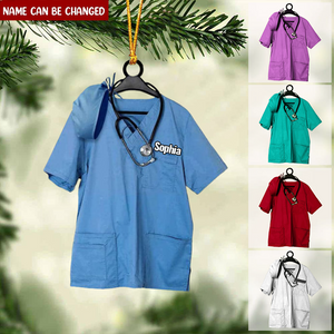 Personalized Nurse Scrub Hanging Christmas Ornament