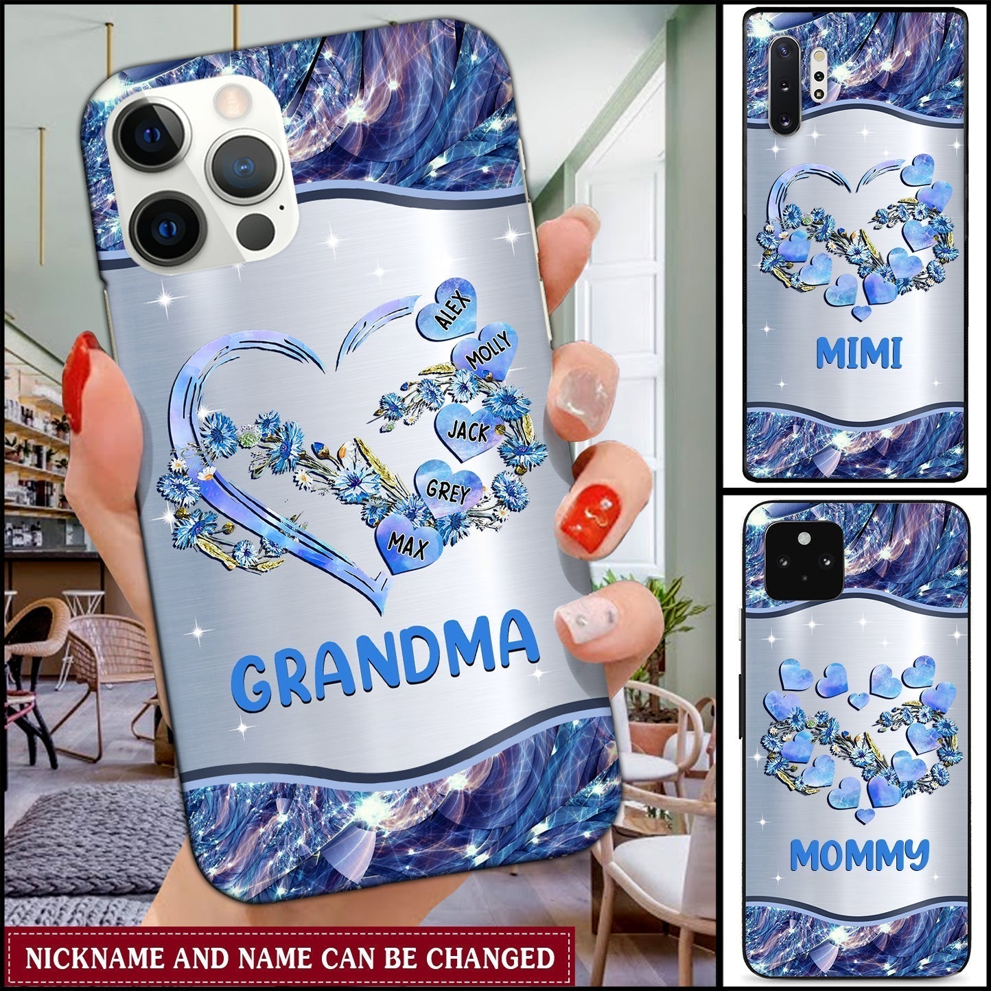 Personalized Nana Mom Heart Infinite Love Mother's Day Familia Gift Glass Phone case HLD23MAY22TT2