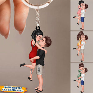 Summer Doll Couple Kissing Hugging  Personalized Keychain