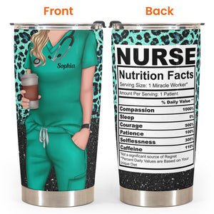 Nurse Life Nutrition Facts - Personalized Tumbler Cup - Gift For Doctor & Nurse - Glitter Leopard Design