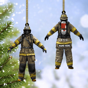 Personalized Firefighter Ornament Shaped Acrylic Ornament for Firefighter Family Proud Fireman Christmas Gift