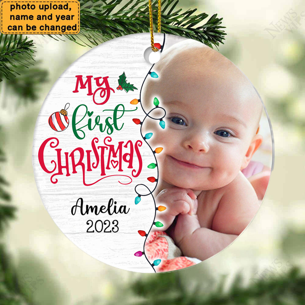 Gift For Baby My First Christmas Personalized Circle Ornament