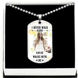Never Walk Alone Dog-tag Memorial Photo Necklace