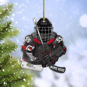 Personalized Hockey Equipment Christmas 2 Sided Shape Acrylic Ornament Gift for Hockey Lover Hockey Players