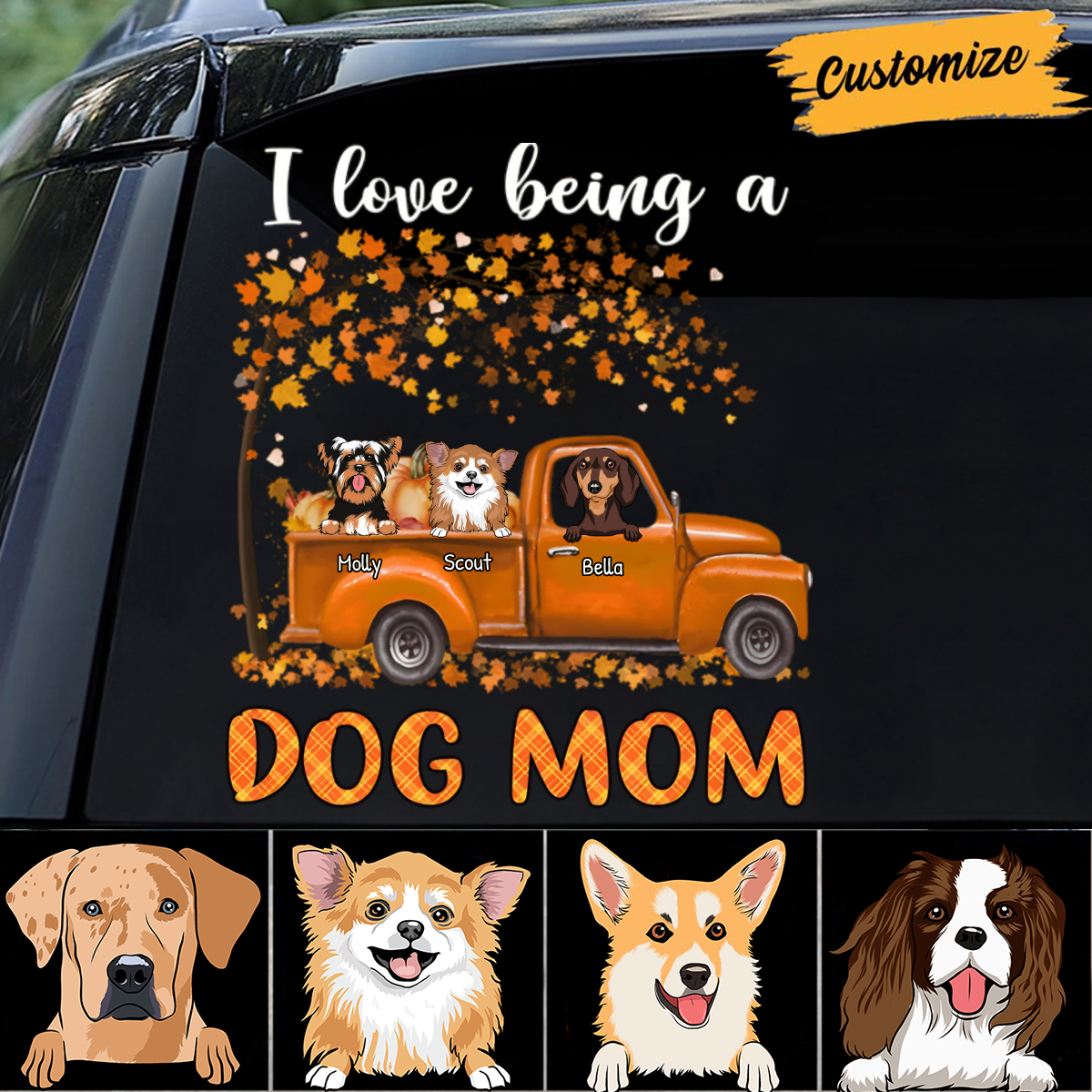 I Love Being A Dog Mom Autumn Gift For Dog Mom Personalized Decal